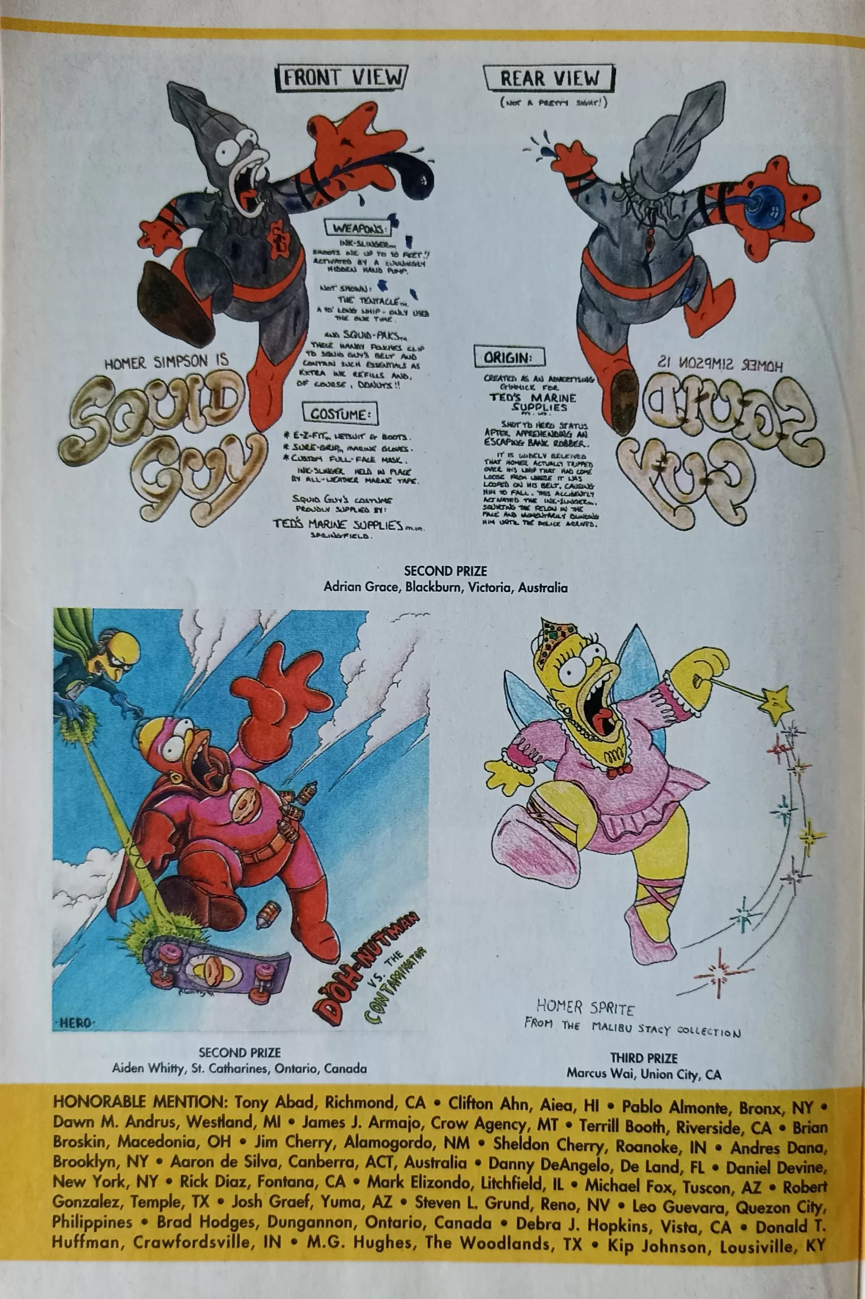 Homer Simpson Art Competition, Bongo Comics, 1994