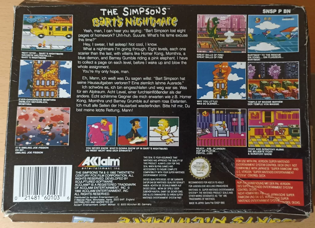 The Simpsons: Bart's Nightmare for Super Nintendo