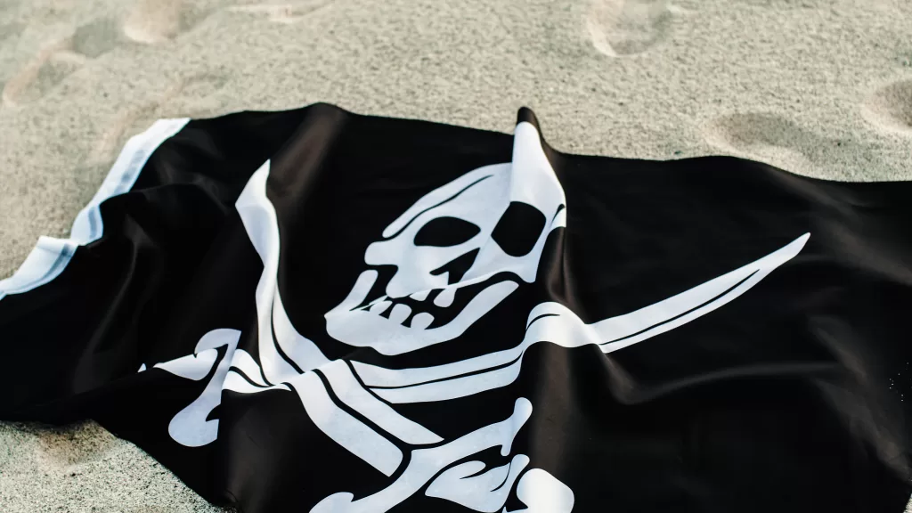 Pirate flag on the beach