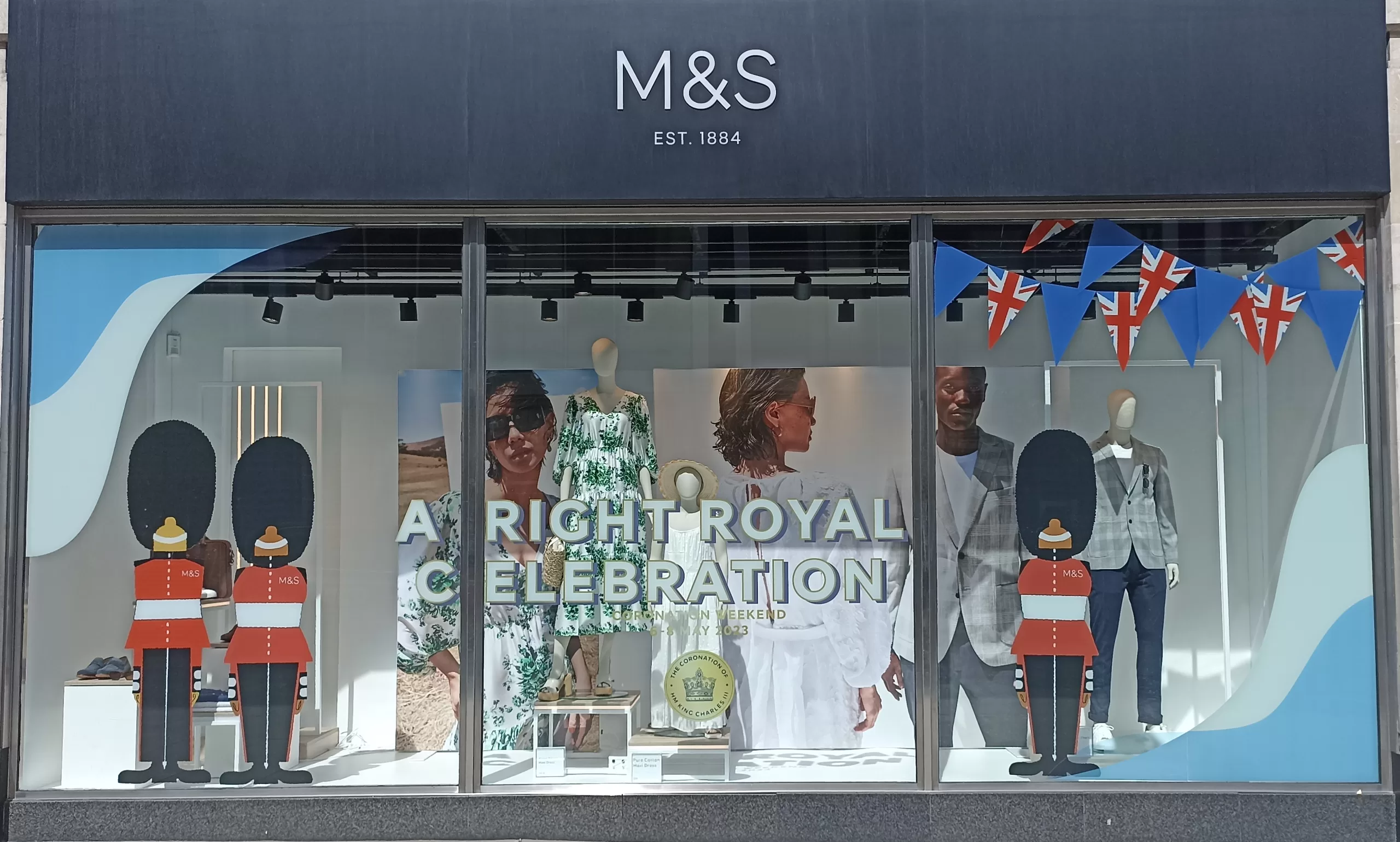 M&S, coronation display on London Oxford Street.