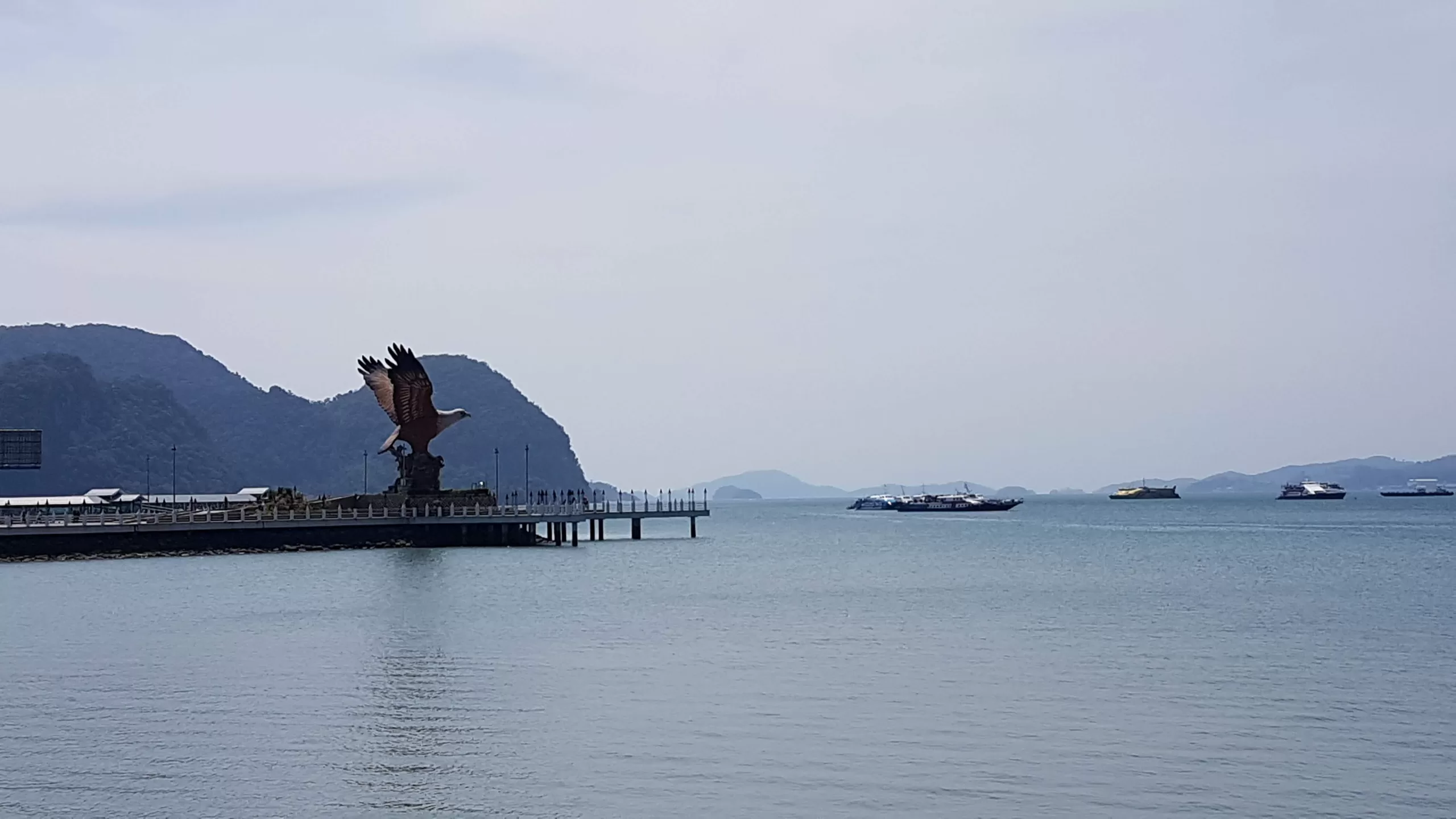 View of Eagle Square (Dataran Helang) & Strait of Malacca in Langkawi, Malaysia