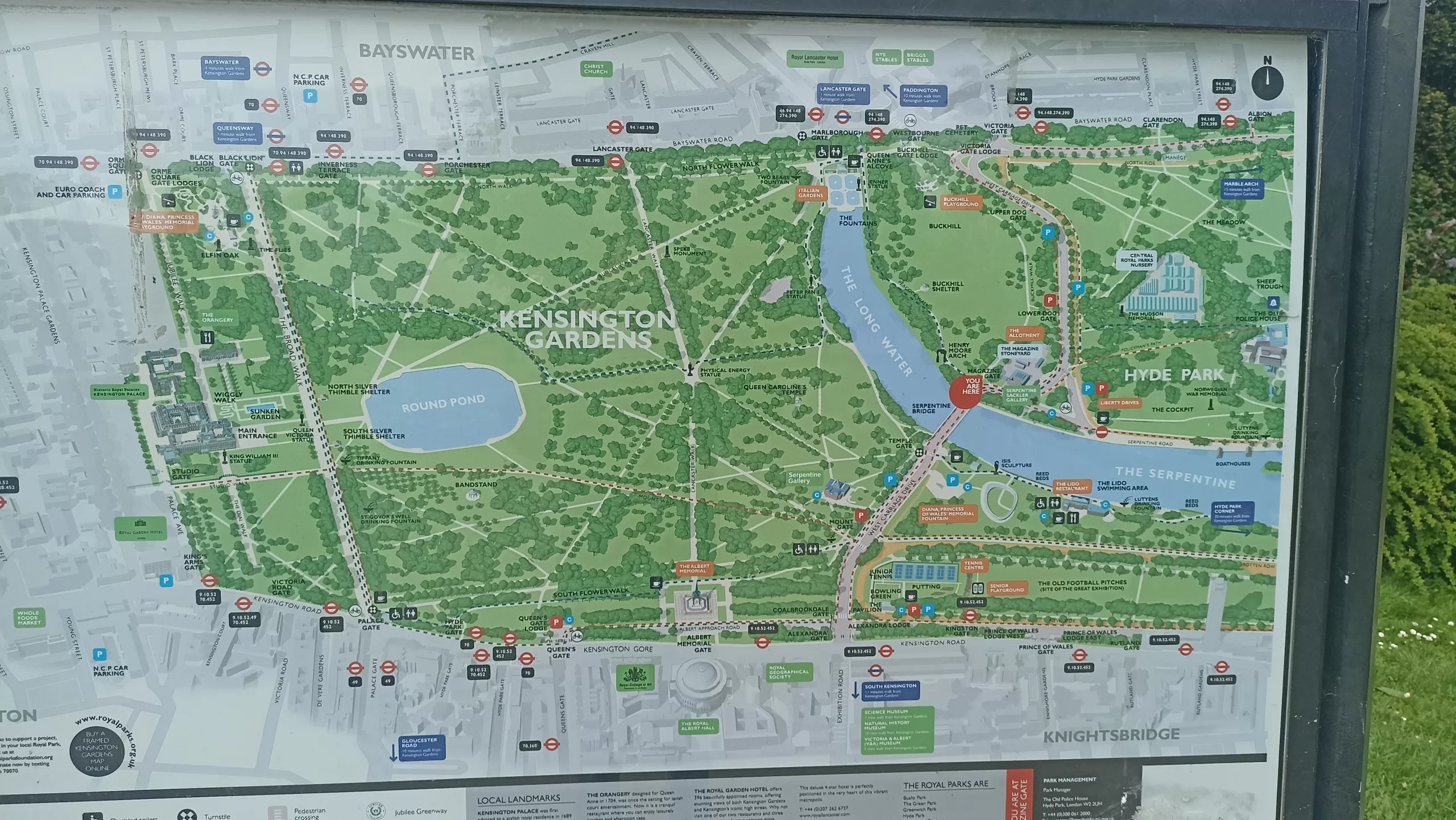 Map of Hyde Park and Kensington Gardens, London