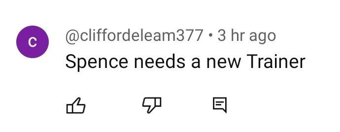 YouTube comment: Errol Spence vs Terence Crawford. The comment says Spence needs a new trainer.